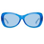 Dries Van Noten Ladies Oversized Blue Sunglasses