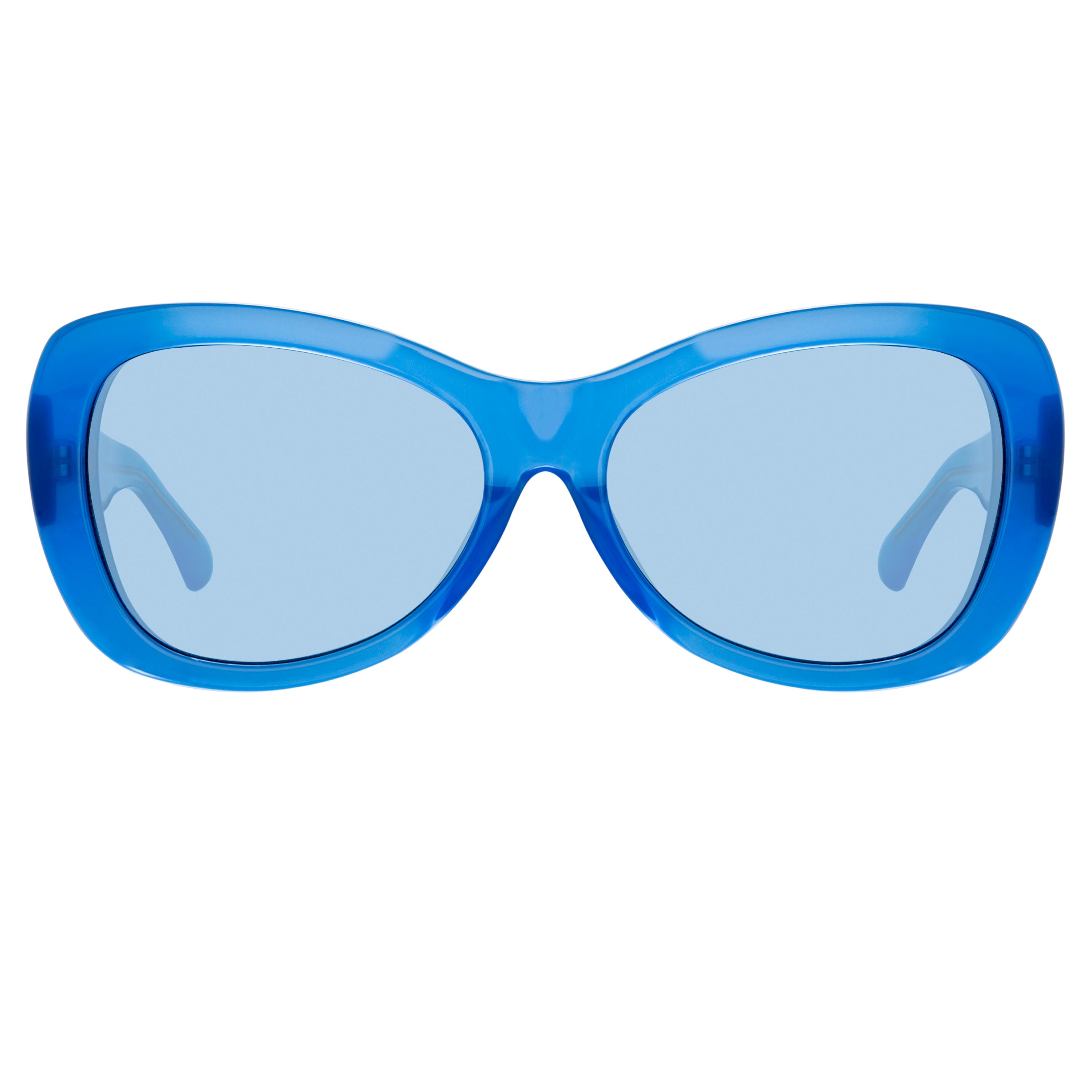 Dries Van Noten Ladies Oversized Blue Sunglasses