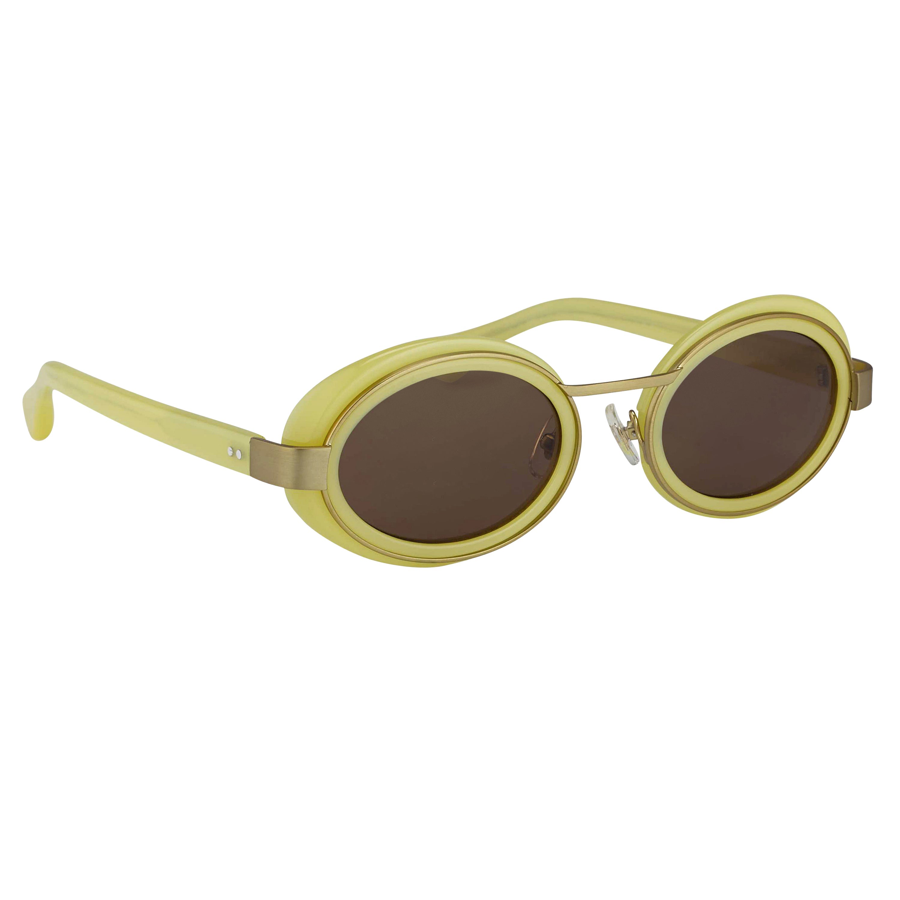 Dries Van Noten Ladies Oval Brown Sunglasses