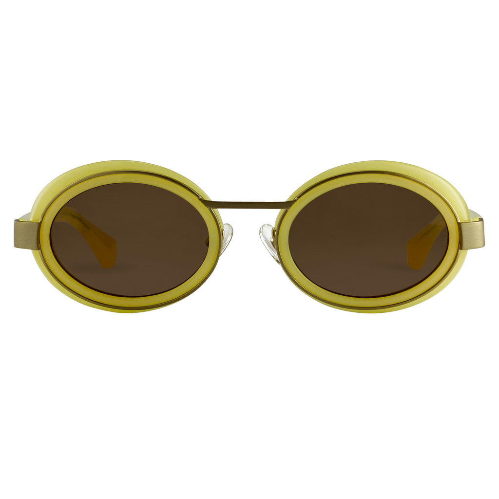 Dries Van Noten Ladies Oval Brown Sunglasses