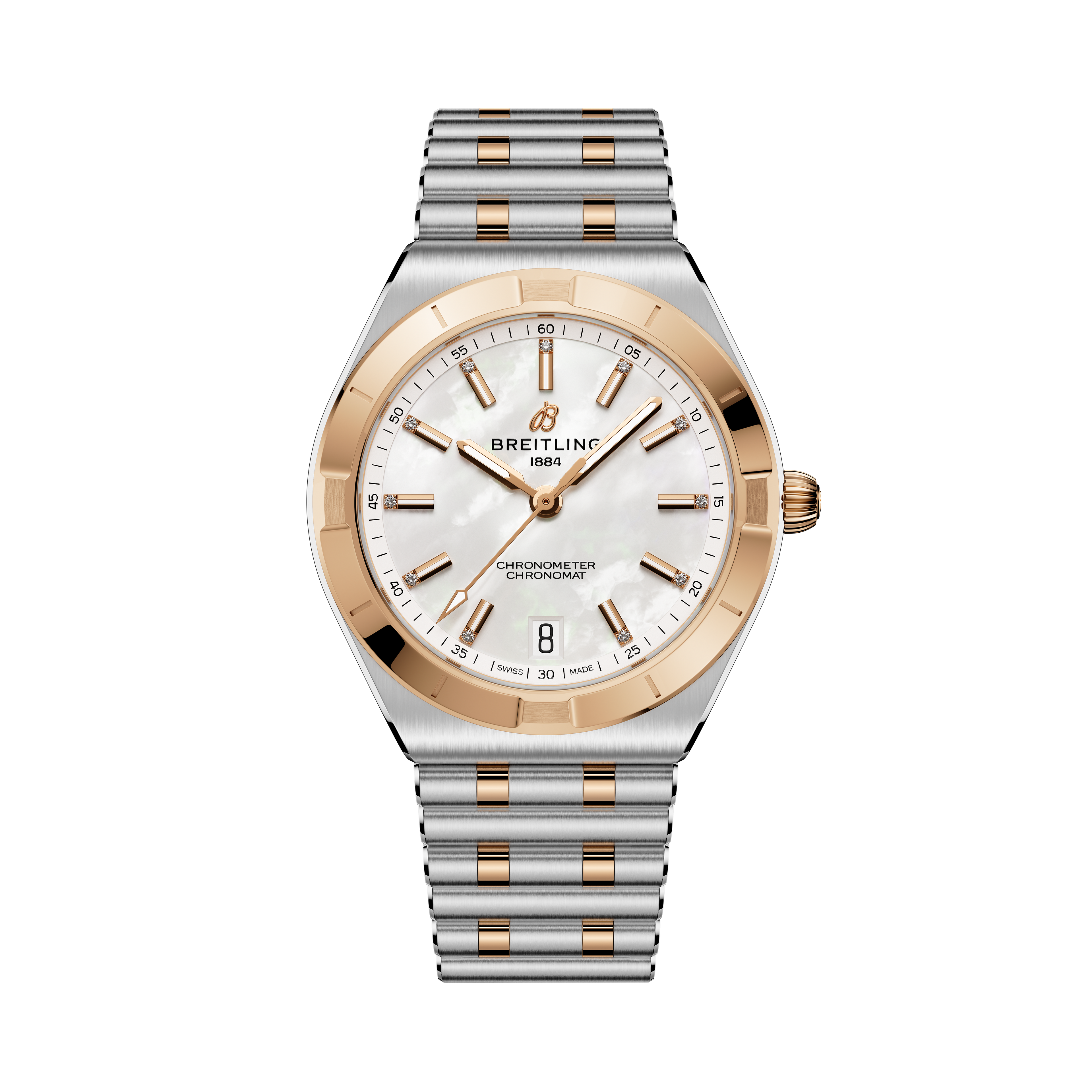 Chronomat Automatic 36 | 36mm, Two-Tone Stainless Steel & 18K Rose Gold, Diamond White Dial