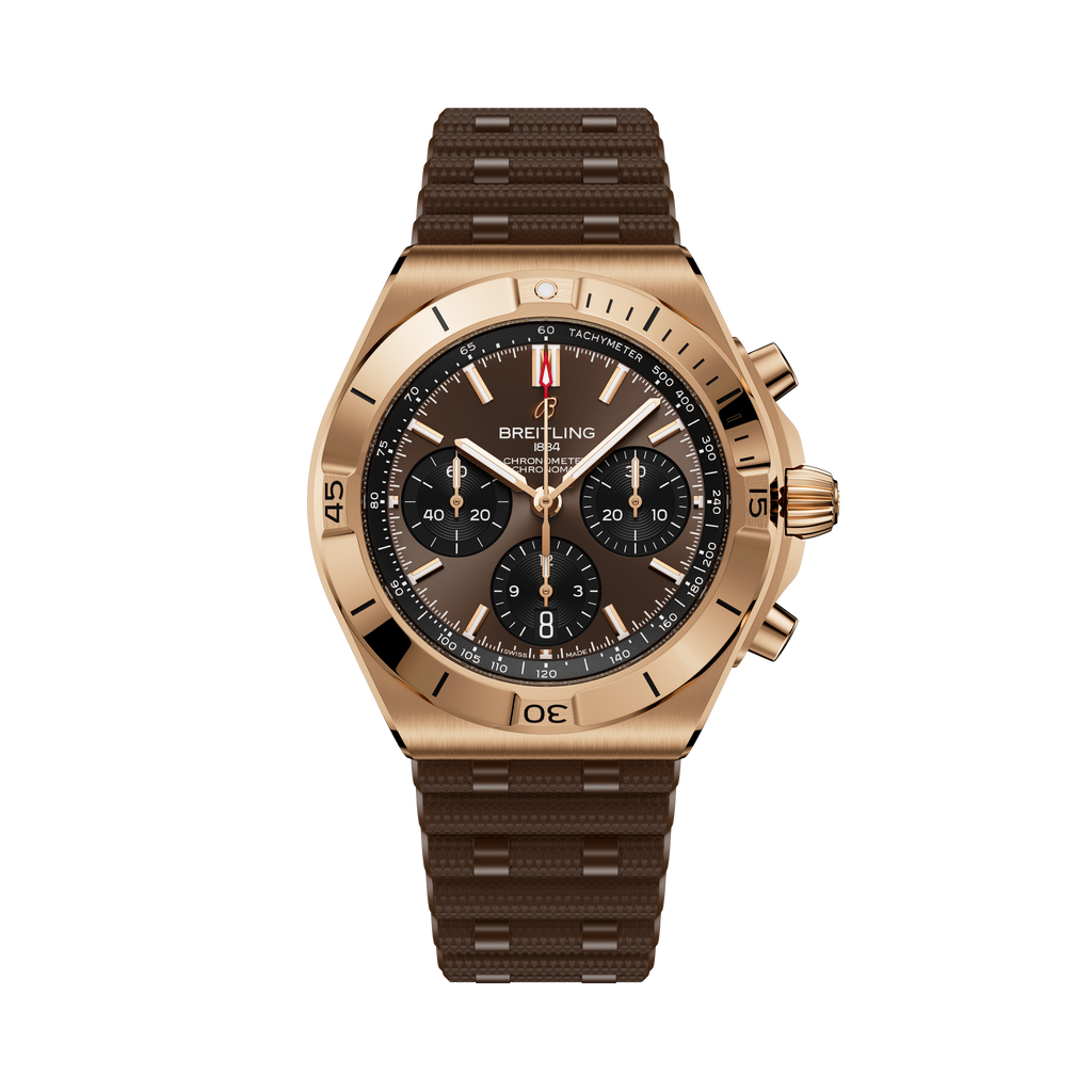 Chronomat B01 42 | 42mm, 18K Red Gold, Brown Dial, Brown Strap
