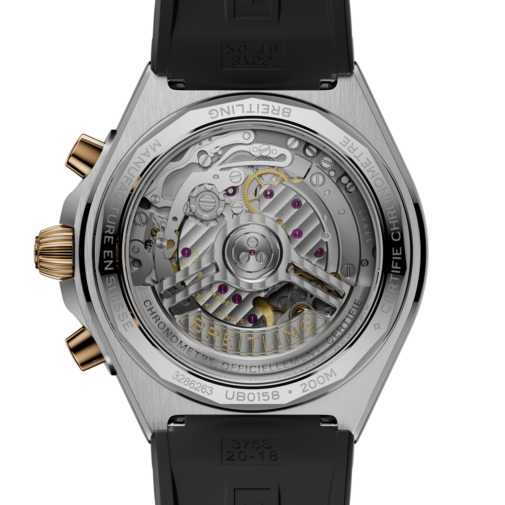 Chronomat B01 42 | 42mm, Two-Tone Stainless Steel & 18K Rose Gold, Grey Dial, Black Strap
