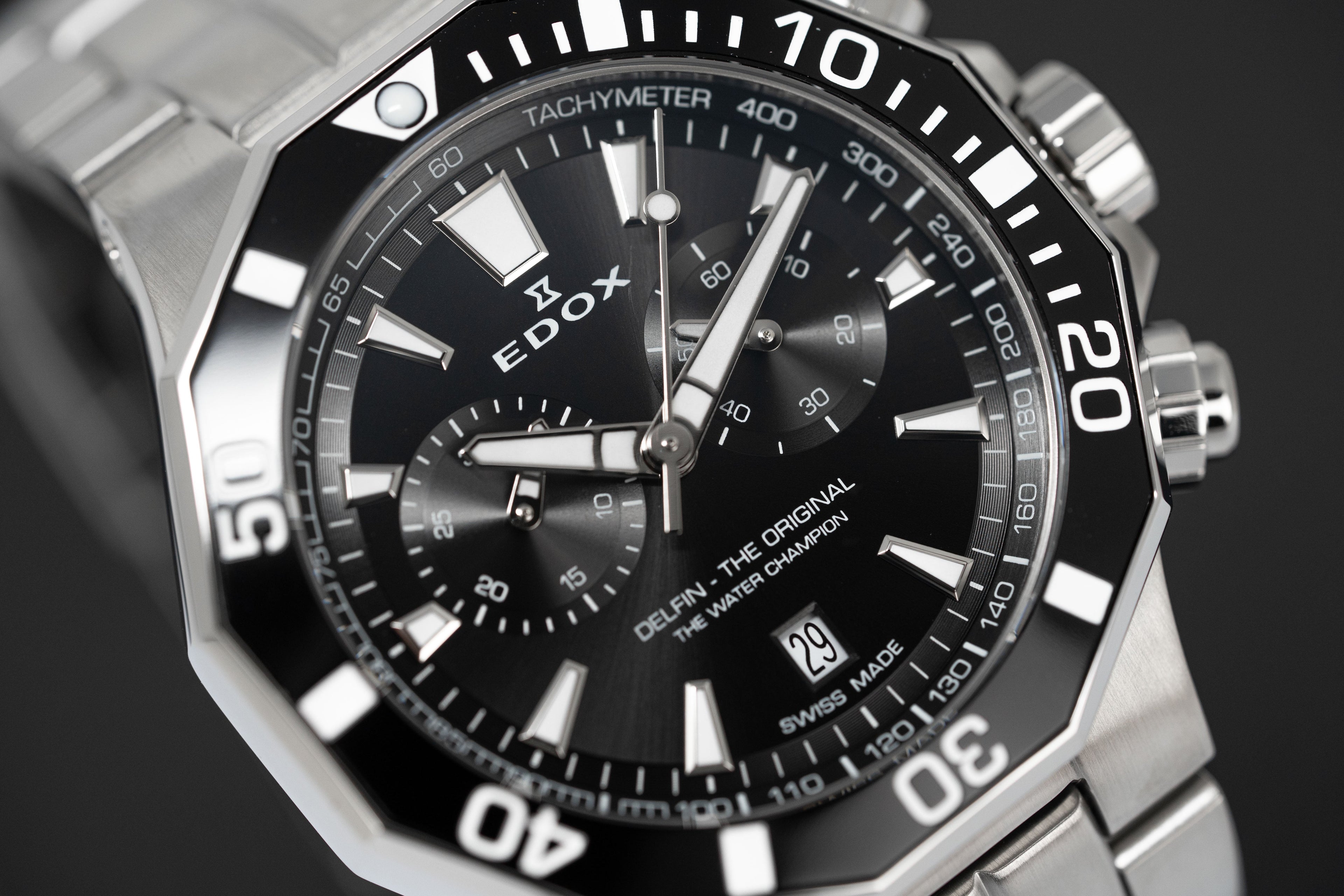 Edox Men's Watch Delfin The Original Chronograph Black Steel