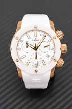 Edox Ladies Chronograph Watch Chronoffshore-1 White and Rose Gold 38mm