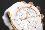 Edox Ladies Chronograph Watch Chronoffshore-1 White and Rose Gold 38mm
