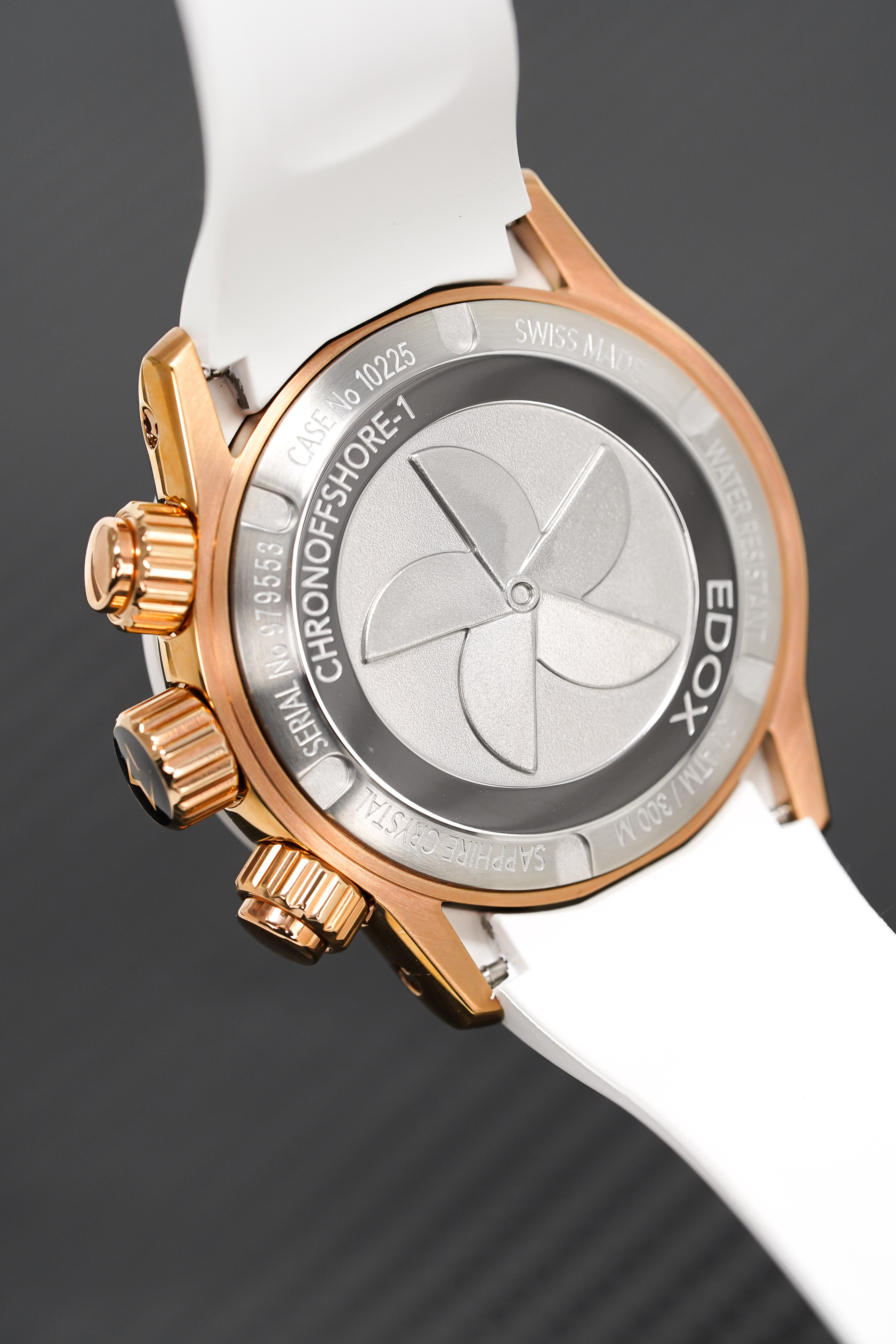 Edox Ladies Chronograph Watch Chronoffshore-1 White and Rose Gold 38mm