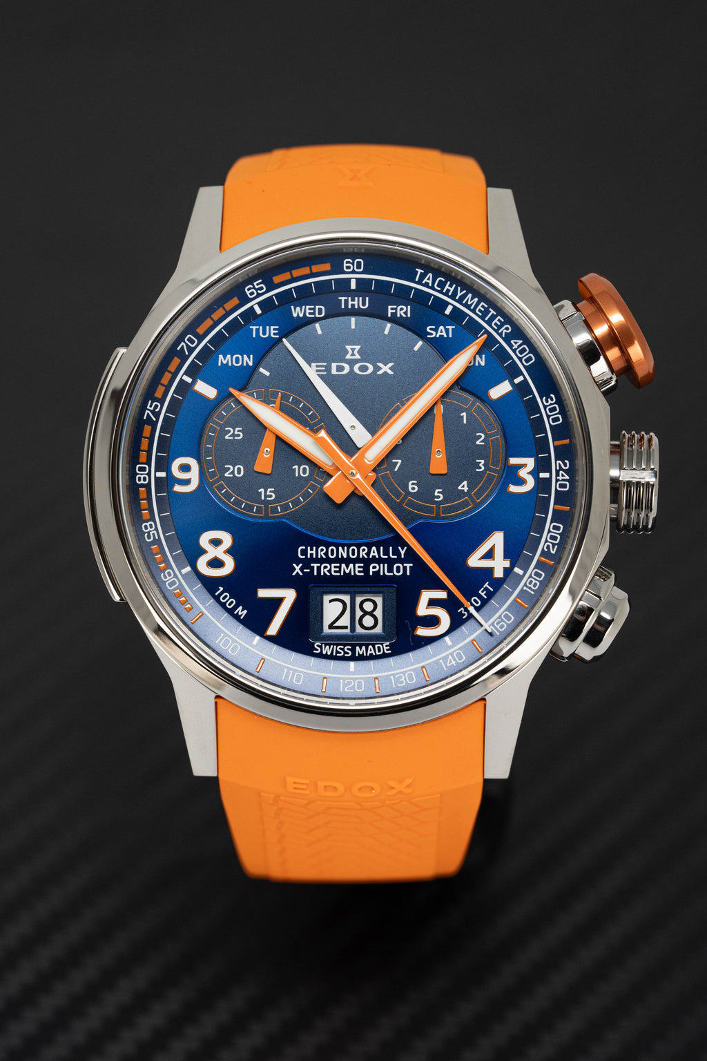 Edox Men's Watch Chronorally Chronograph Orange