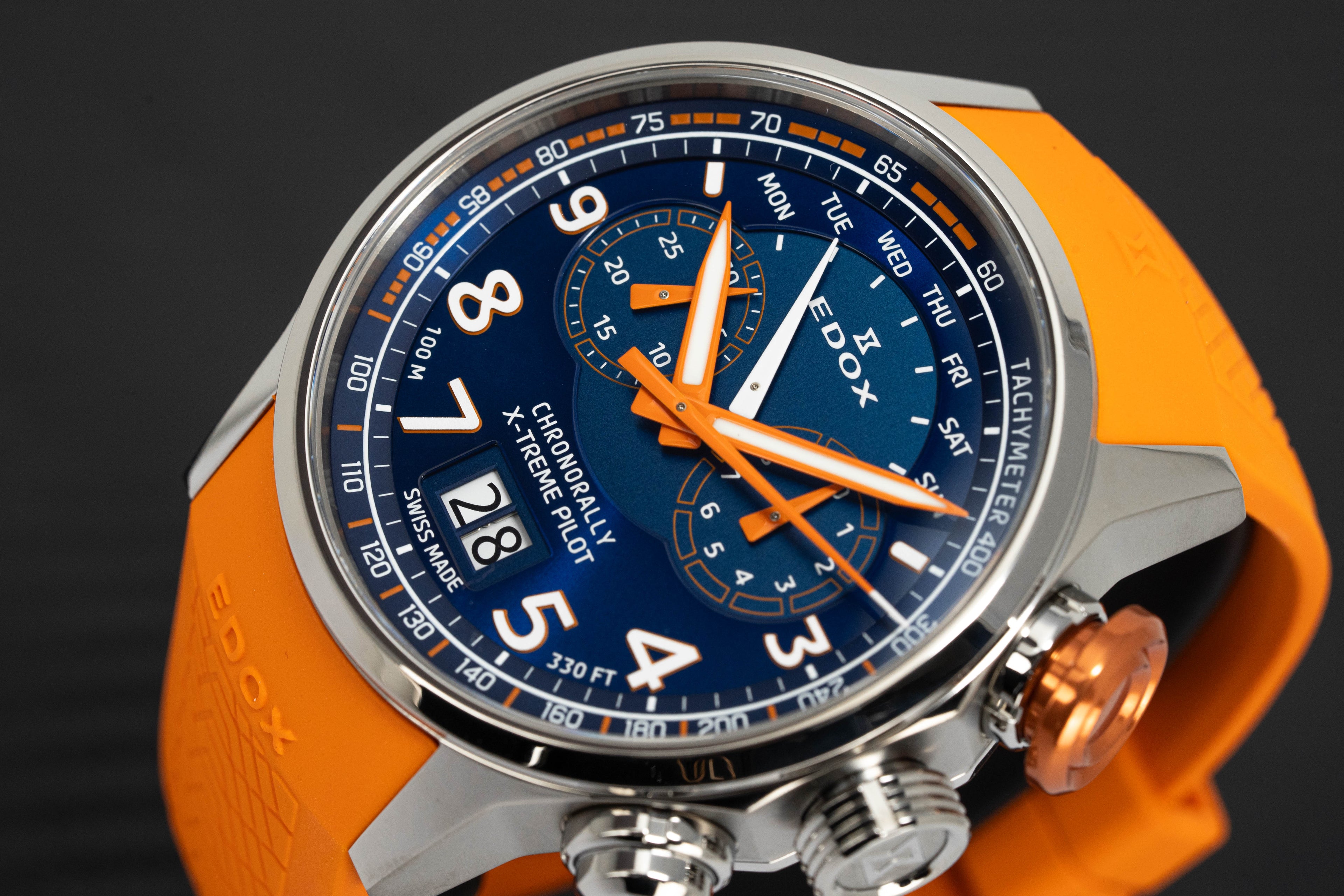 Edox Men's Watch Chronorally Chronograph Orange