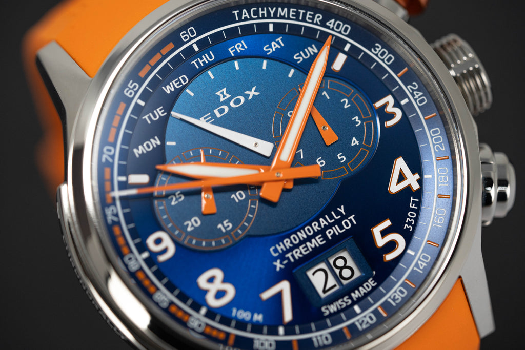 Edox Men's Watch Chronorally Chronograph Orange