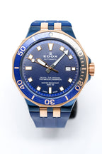 Edox Automatic Watch Delfin Diver Blue Rose Gold 43mm
