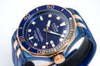 Edox Automatic Watch Delfin Diver Blue Rose Gold 43mm