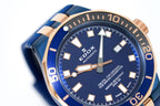 Edox Automatic Watch Delfin Diver Blue Rose Gold 43mm