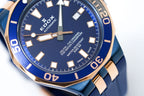 Edox Automatic Watch Delfin Diver Blue Rose Gold 43mm