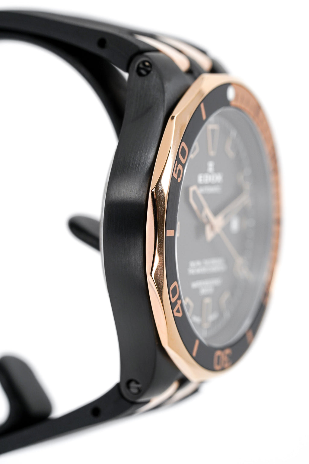 Edox Automatic Watch Delfin Diver Black Rose Gold 43mm