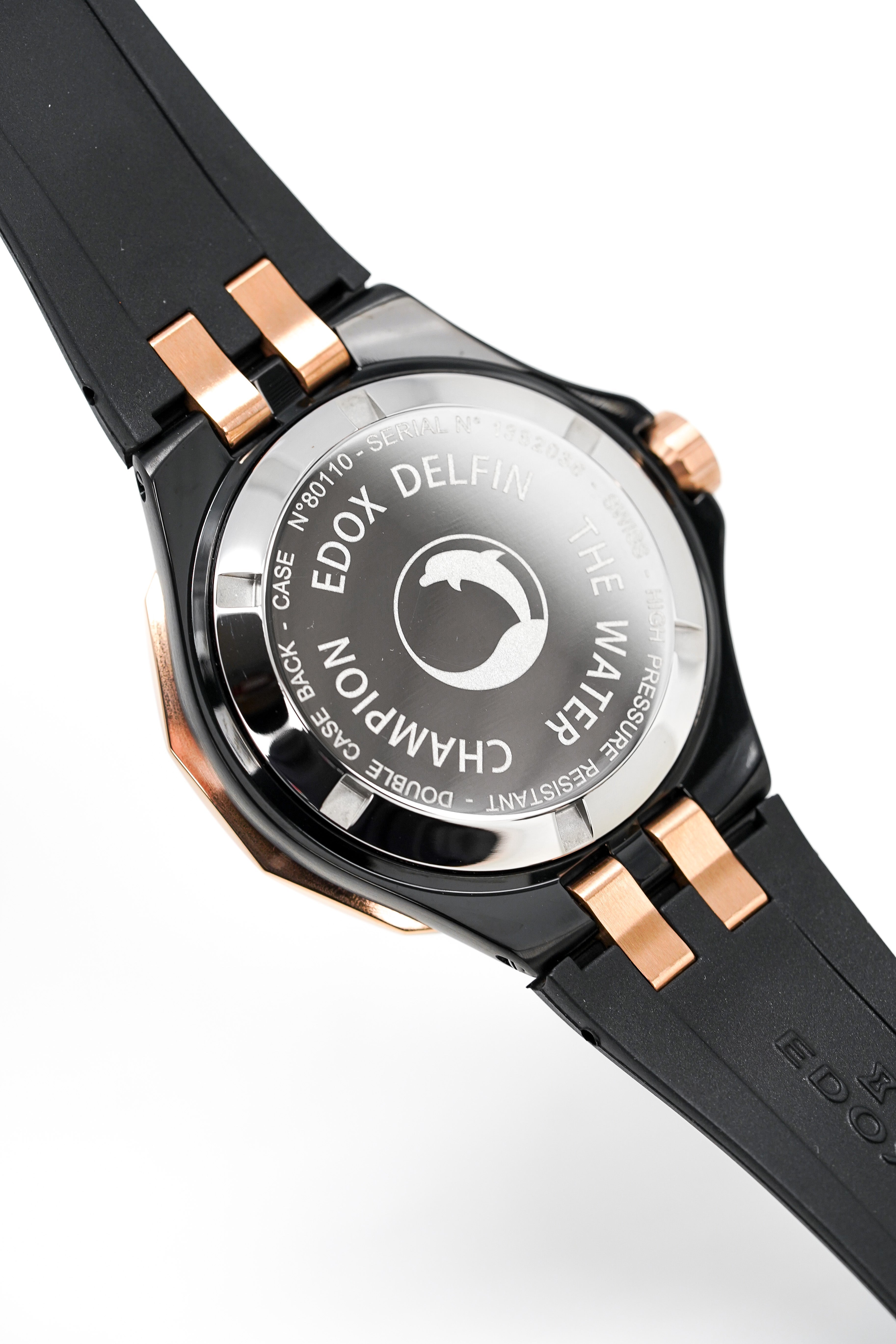 Edox Automatic Watch Delfin Diver Black Rose Gold 43mm