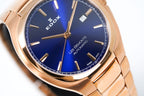 Edox Men's Automatic Watch Les Bèmonts Ultra Slim Blue Rose Gold 42mm