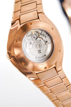 Edox Men's Automatic Watch Les Bèmonts Ultra Slim Blue Rose Gold 42mm