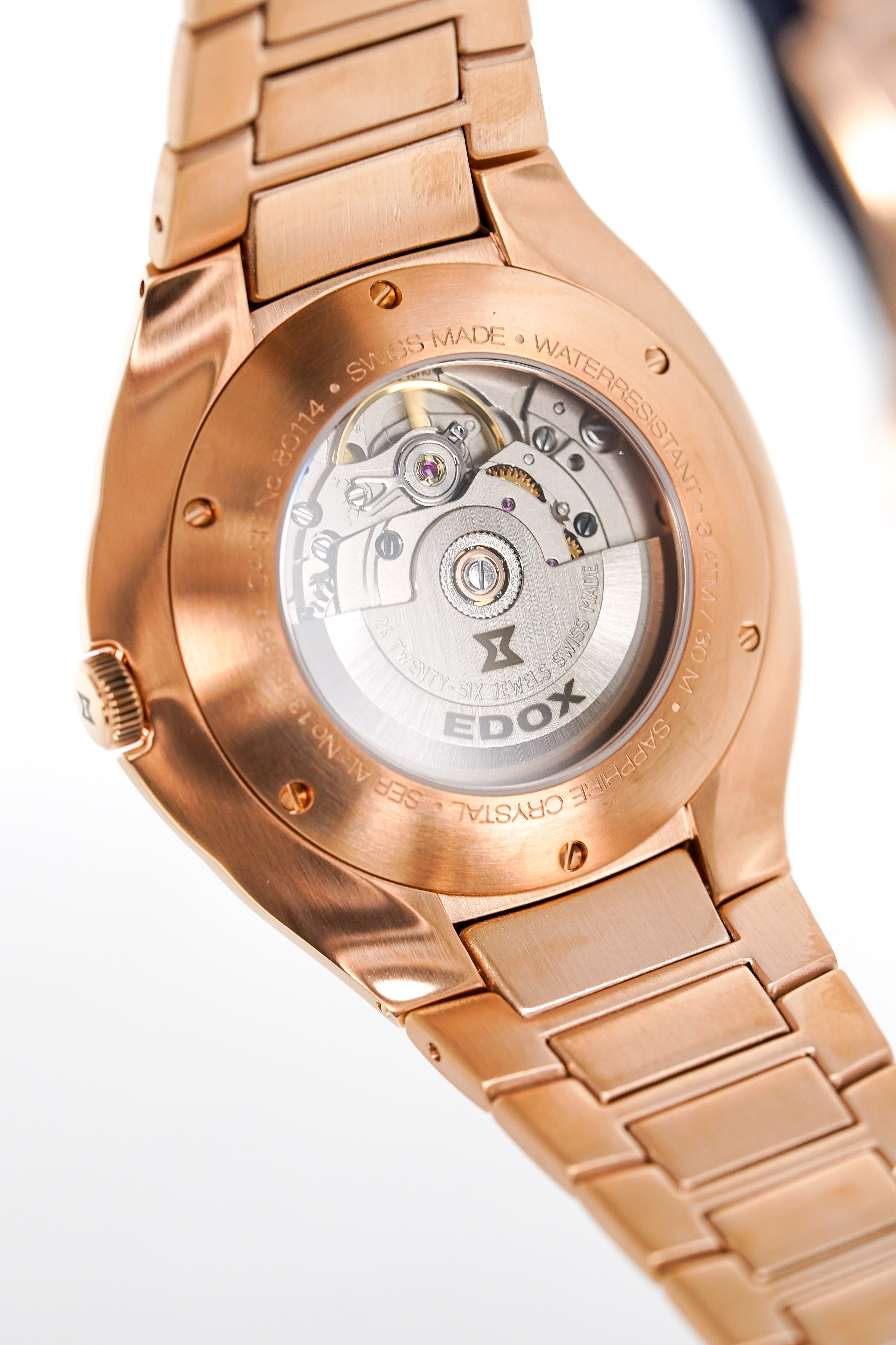 Edox Men's Automatic Watch Les Bèmonts Ultra Slim Blue Rose Gold 42mm