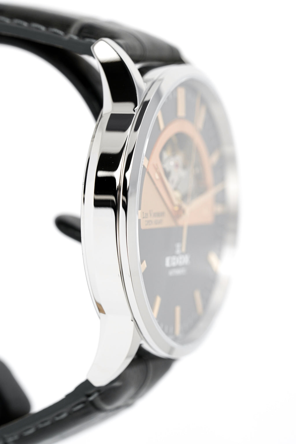 Edox Men's Automatic Watch Les Vauberts Open Heart Rose Gold 43mm