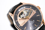Edox Women's Automatic Watch Les Vauberts Open Heart 37mm Black Rose Gold