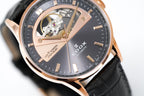 Edox Women's Automatic Watch Les Vauberts Open Heart 37mm Black Rose Gold