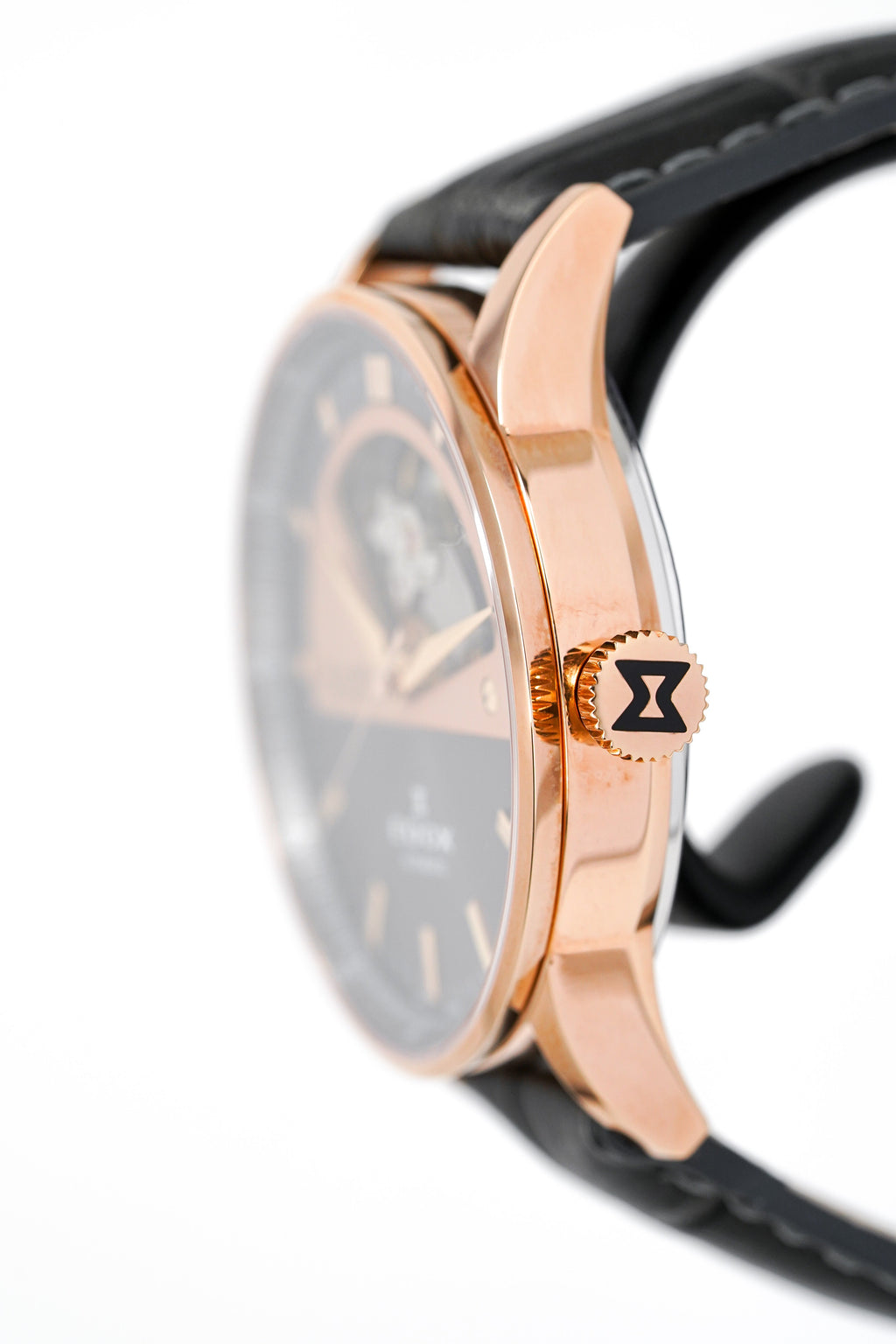 Edox Women's Automatic Watch Les Vauberts Open Heart 37mm Black Rose Gold