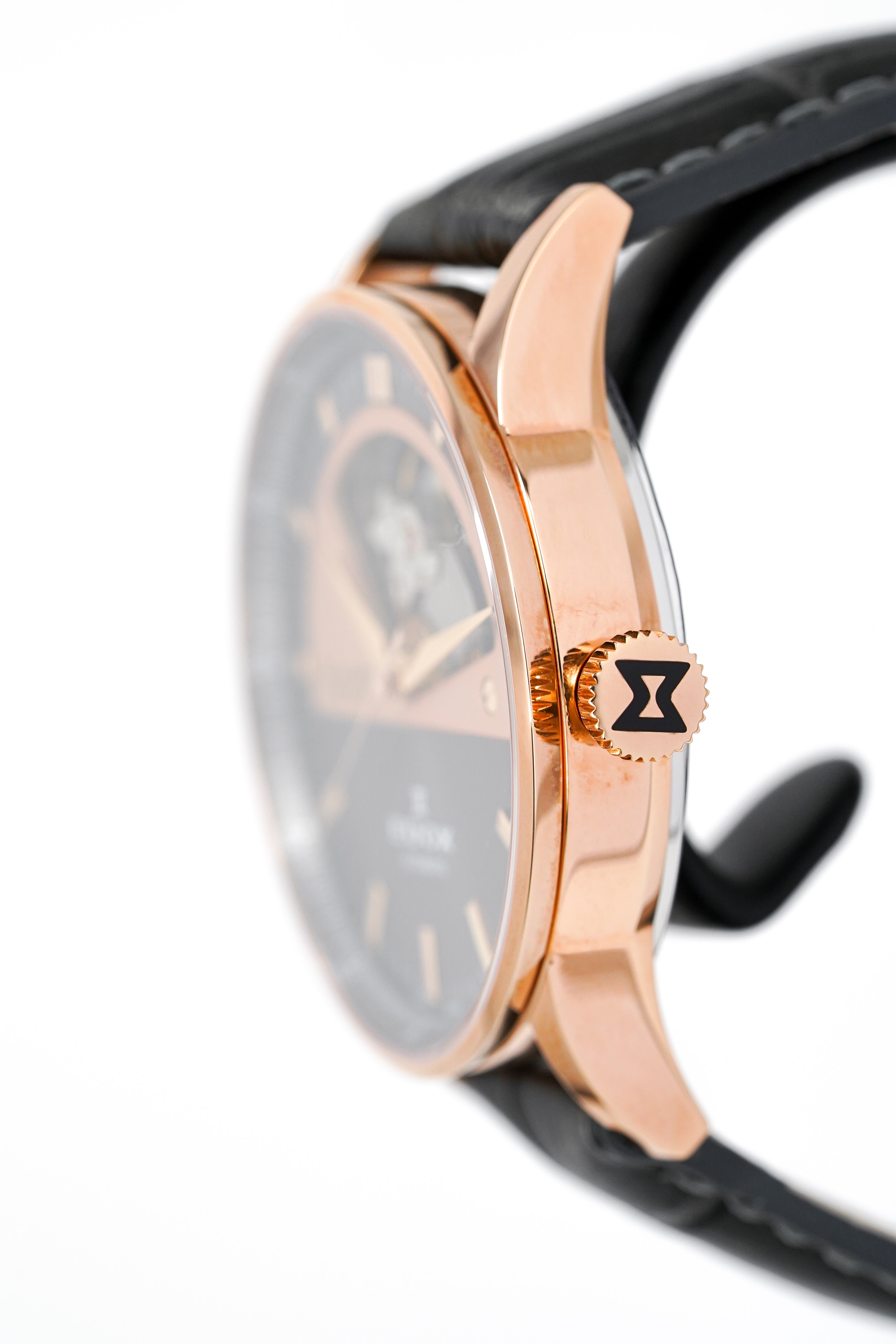 Edox Women's Automatic Watch Les Vauberts Open Heart 37mm Black Rose Gold