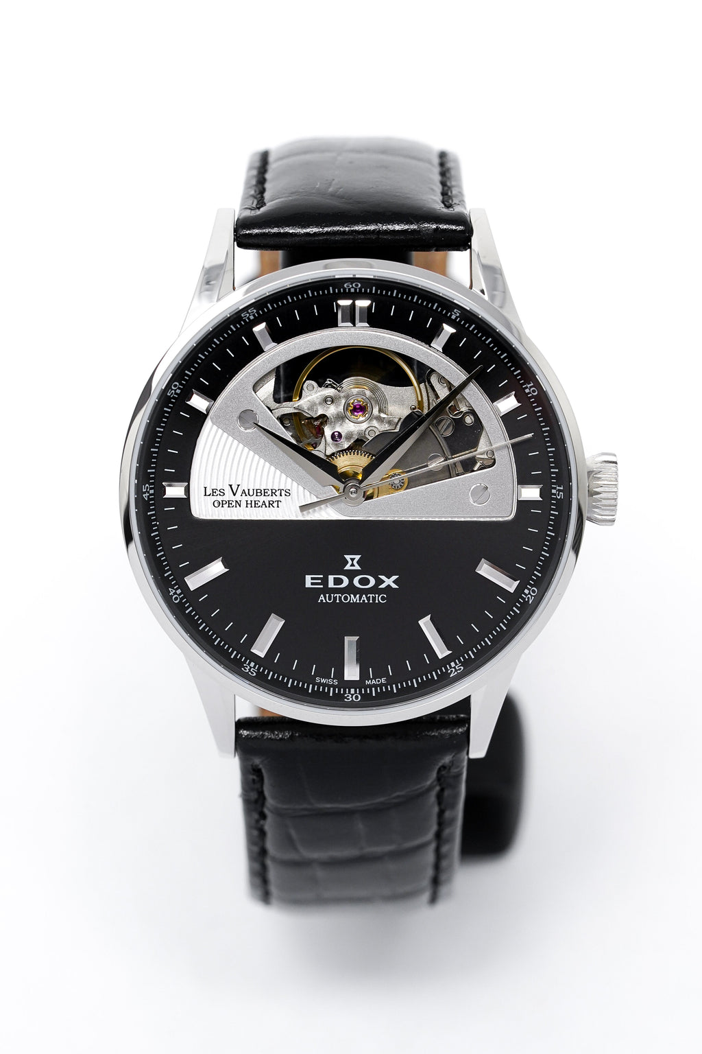 Edox Women's Automatic Watch Les Vauberts Open Heart 37mm Black