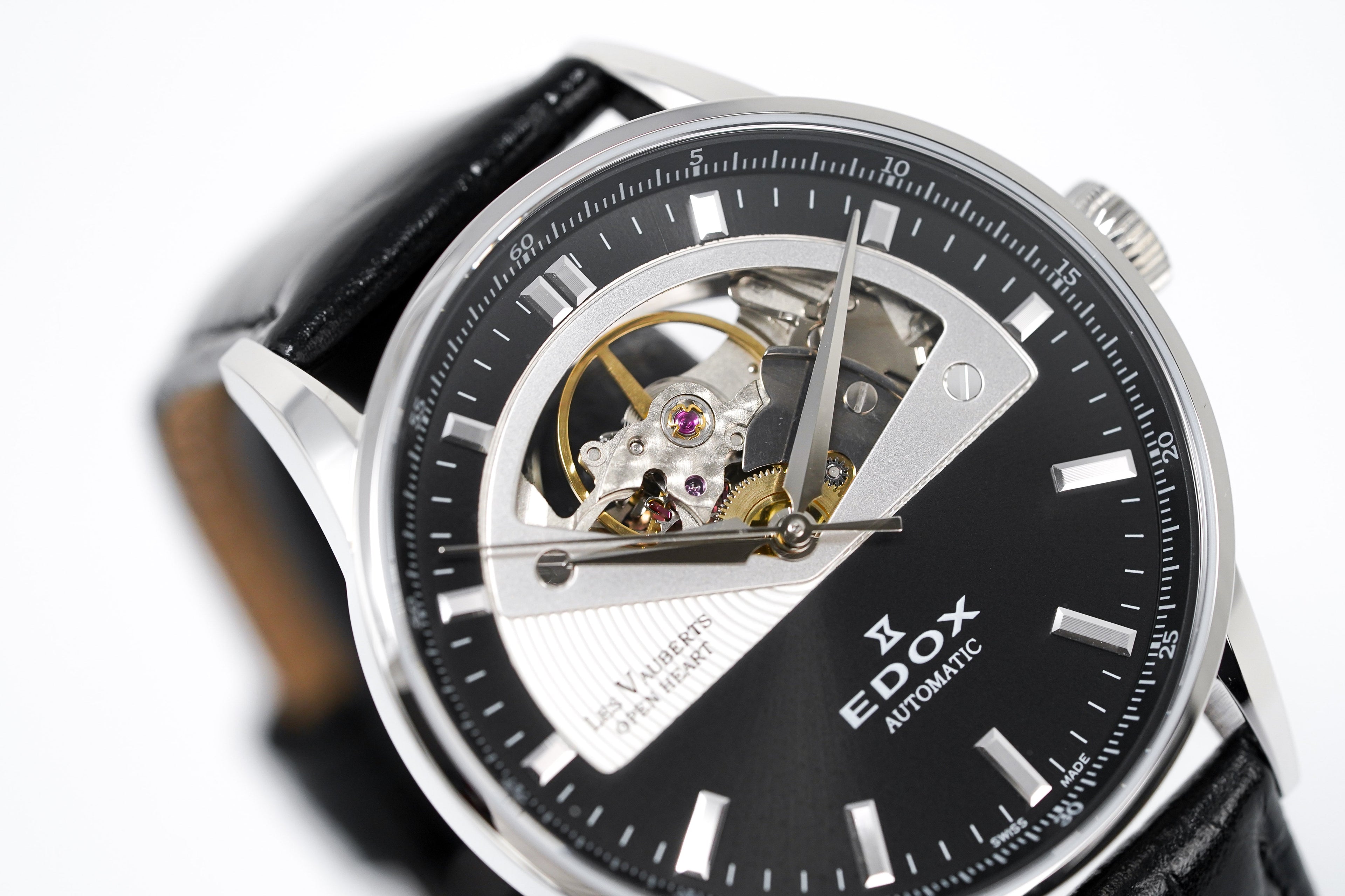 Edox Women's Automatic Watch Les Vauberts Open Heart 37mm Black