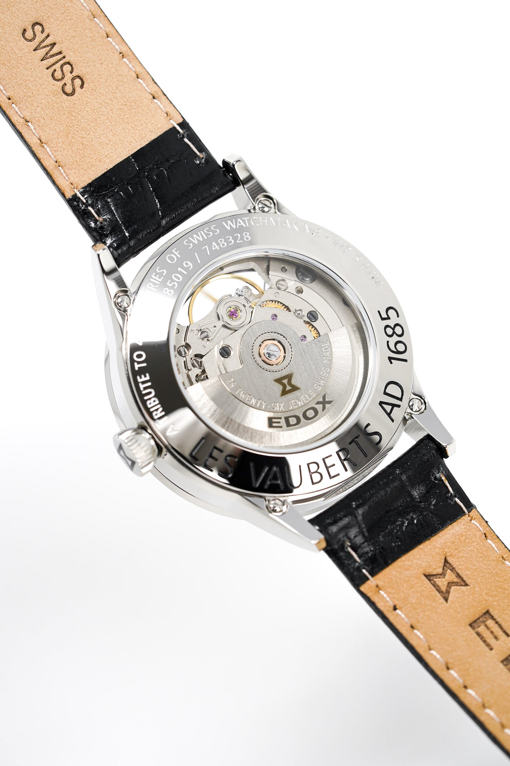 Edox Women's Automatic Watch Les Vauberts Open Heart 37mm Black