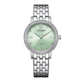 Citizen Ladies Green Dial 31mm Crystal Bezel Watch
