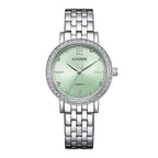 Citizen Ladies Green Dial 31mm Crystal Bezel Watch