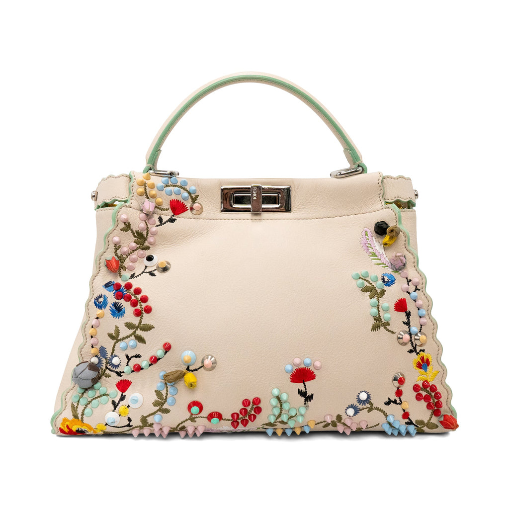 Fendi 'Peekaboo Embroidered' Top Handle Bag
