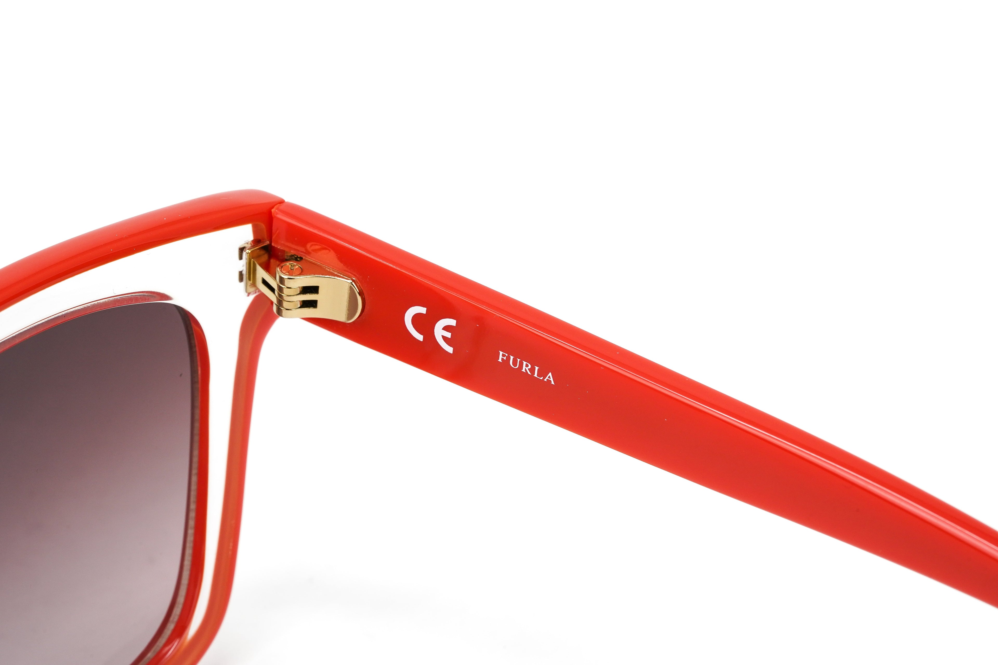 Furla Women's Sunglasses Classic Square Clear/Red