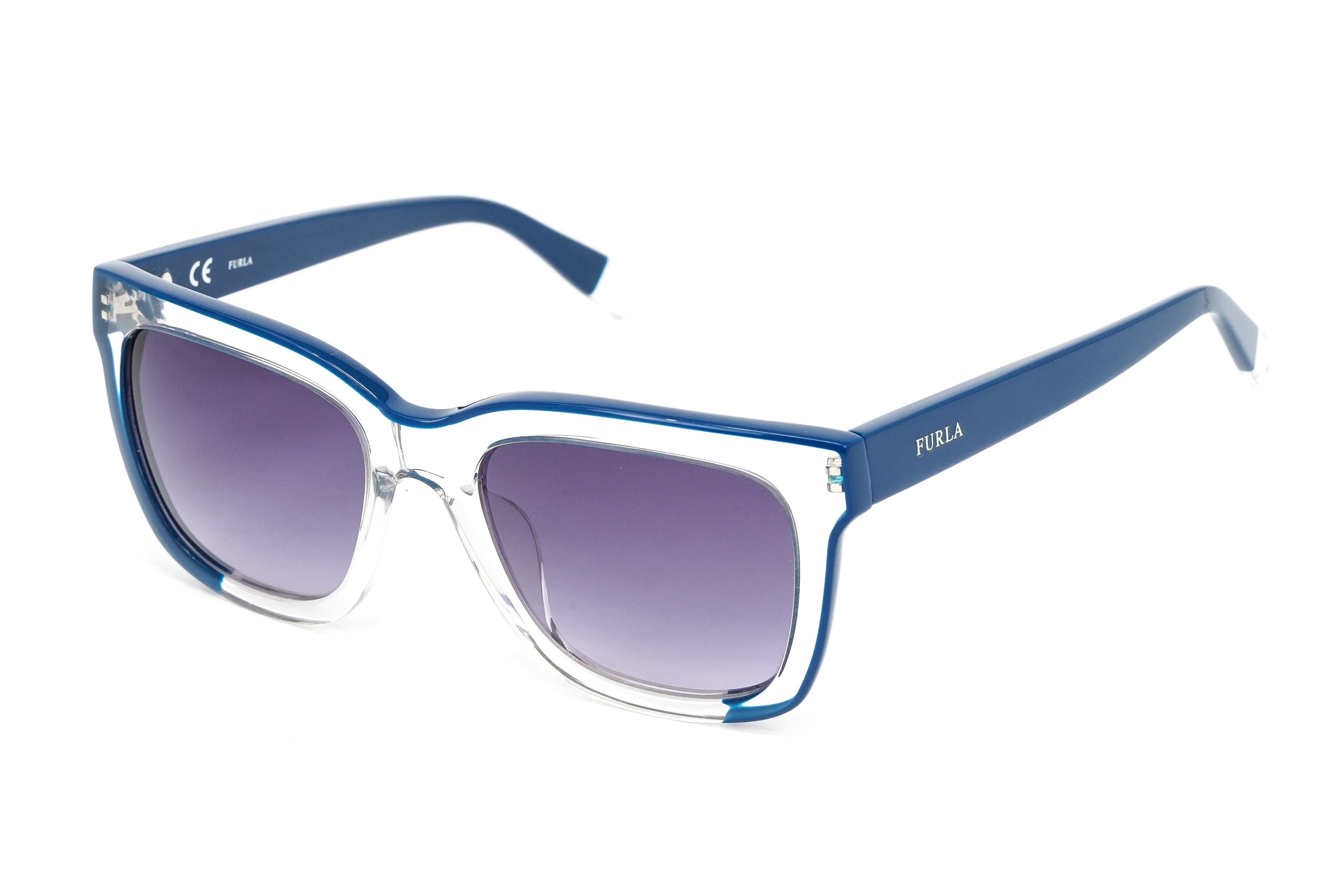 Furla Women's Sunglasses Classic Square Clear/Blue
