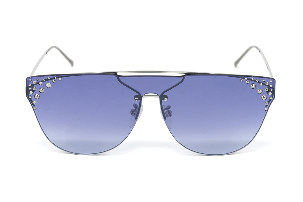 Furla Women's Sunglasses Rimless Browline Silver/Blue