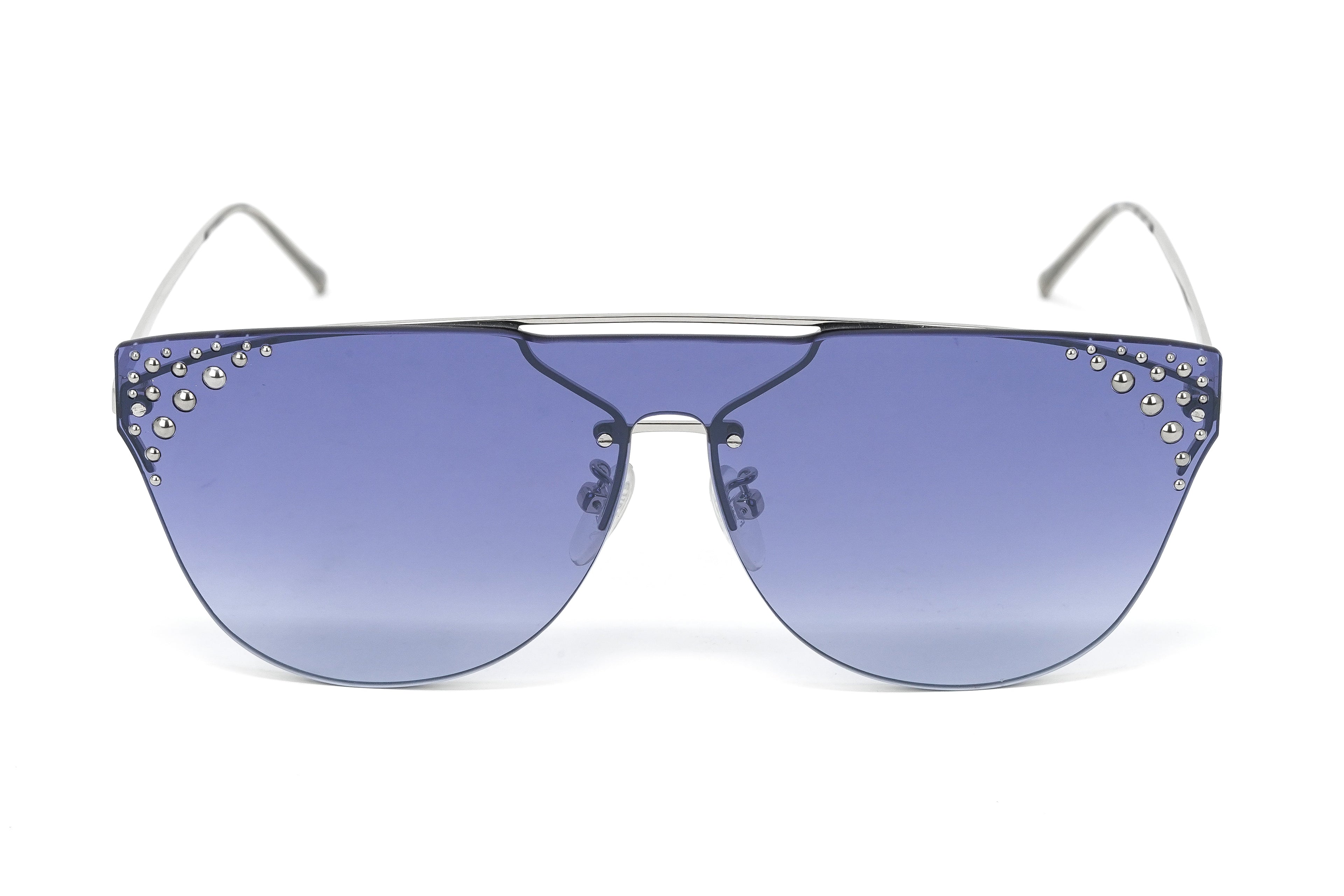 Furla Women's Sunglasses Rimless Browline Silver/Blue
