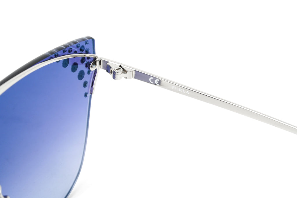 Furla Women's Sunglasses Rimless Browline Silver/Blue