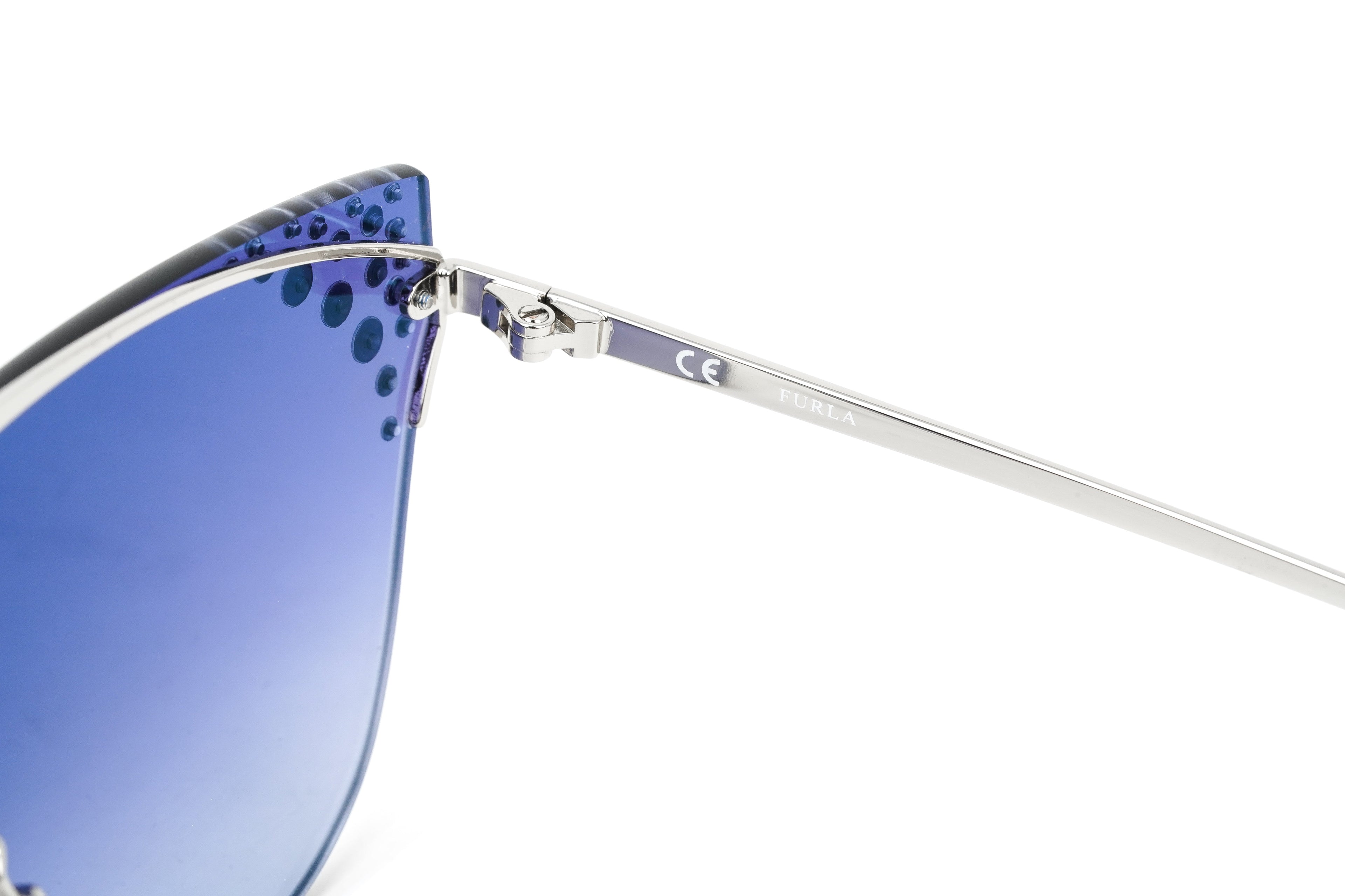 Furla Women's Sunglasses Rimless Browline Silver/Blue