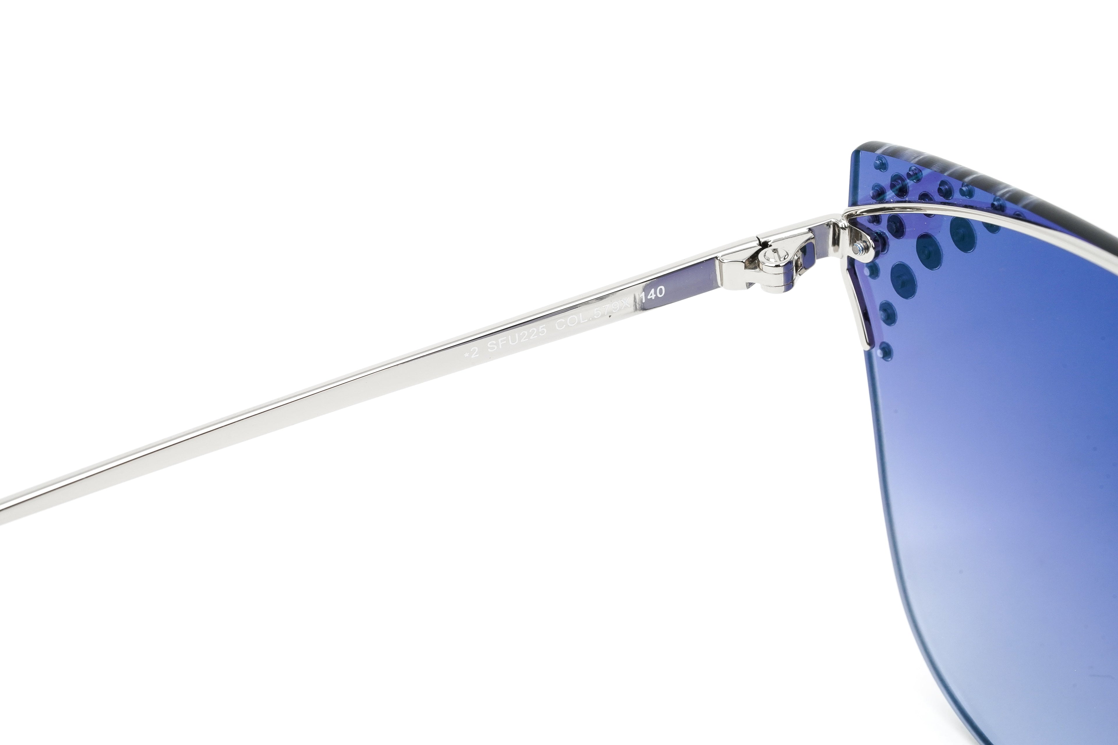 Furla Women's Sunglasses Rimless Browline Silver/Blue