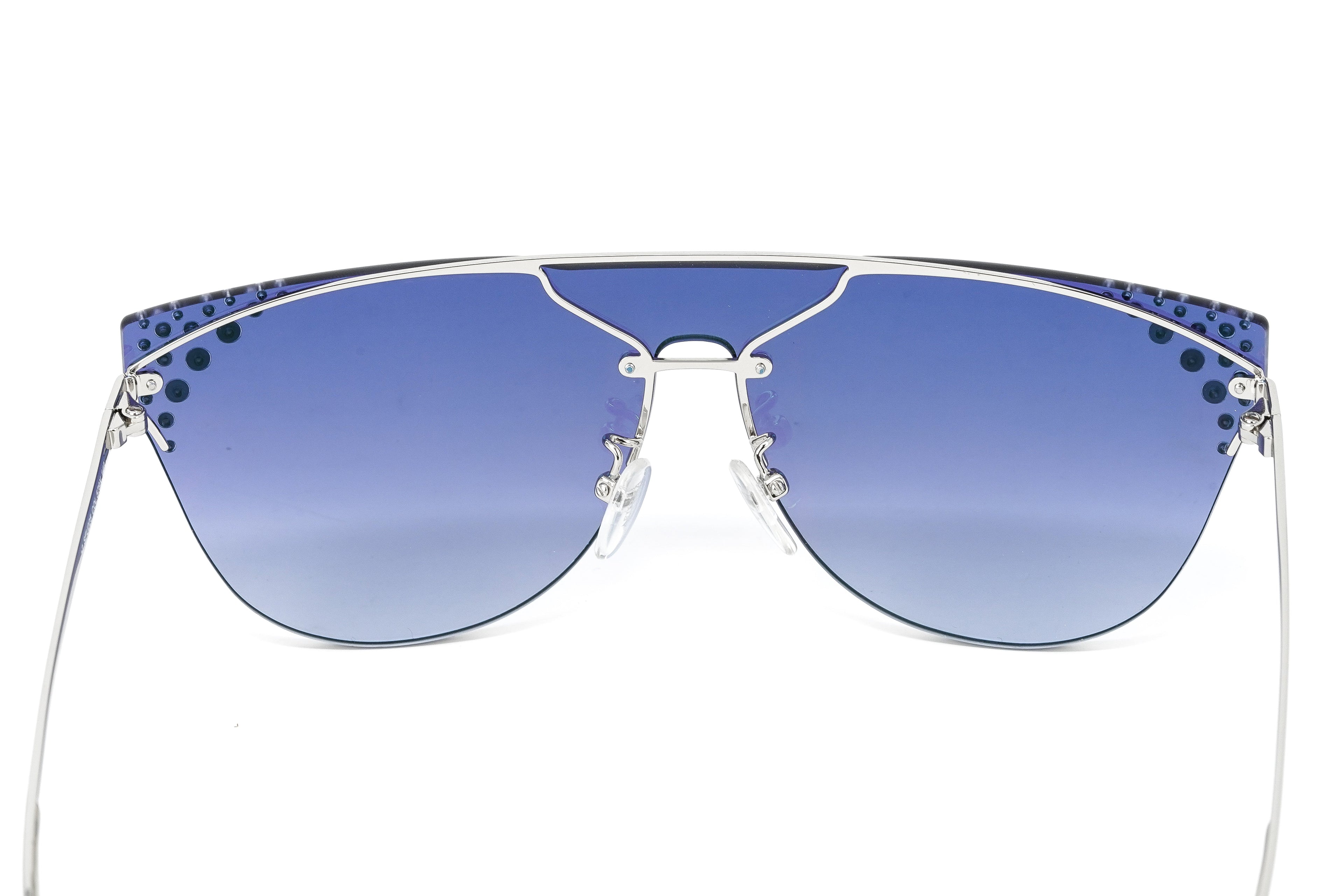 Furla Women's Sunglasses Rimless Browline Silver/Blue