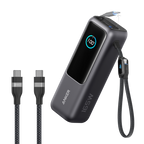 Anker Laptop Power Bank (25K, 165W, Built-In and Retractable Cables) and Anker USB-C to USB-C Cable (6 ft, 240W, Upcycled-Braided)