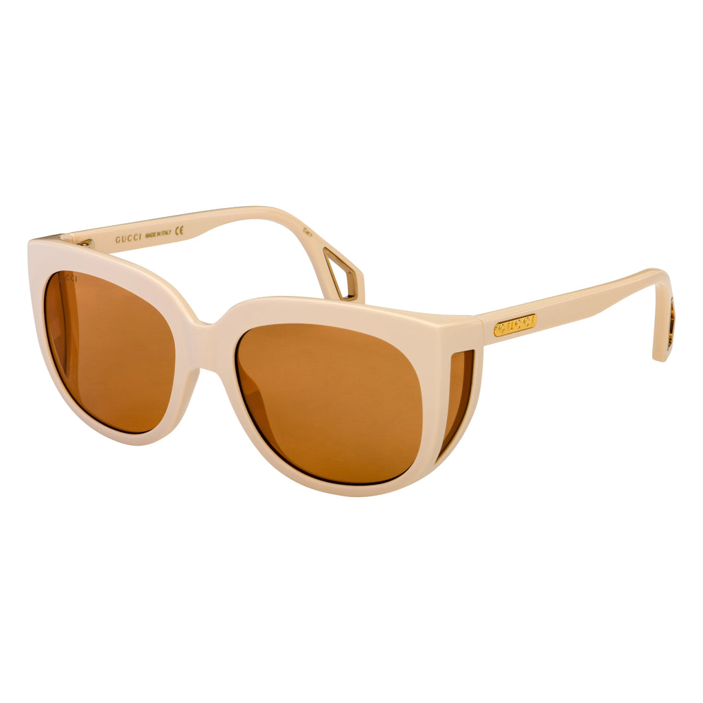 Gucci Women's Sunglasses Wraparound Rectangle Cream