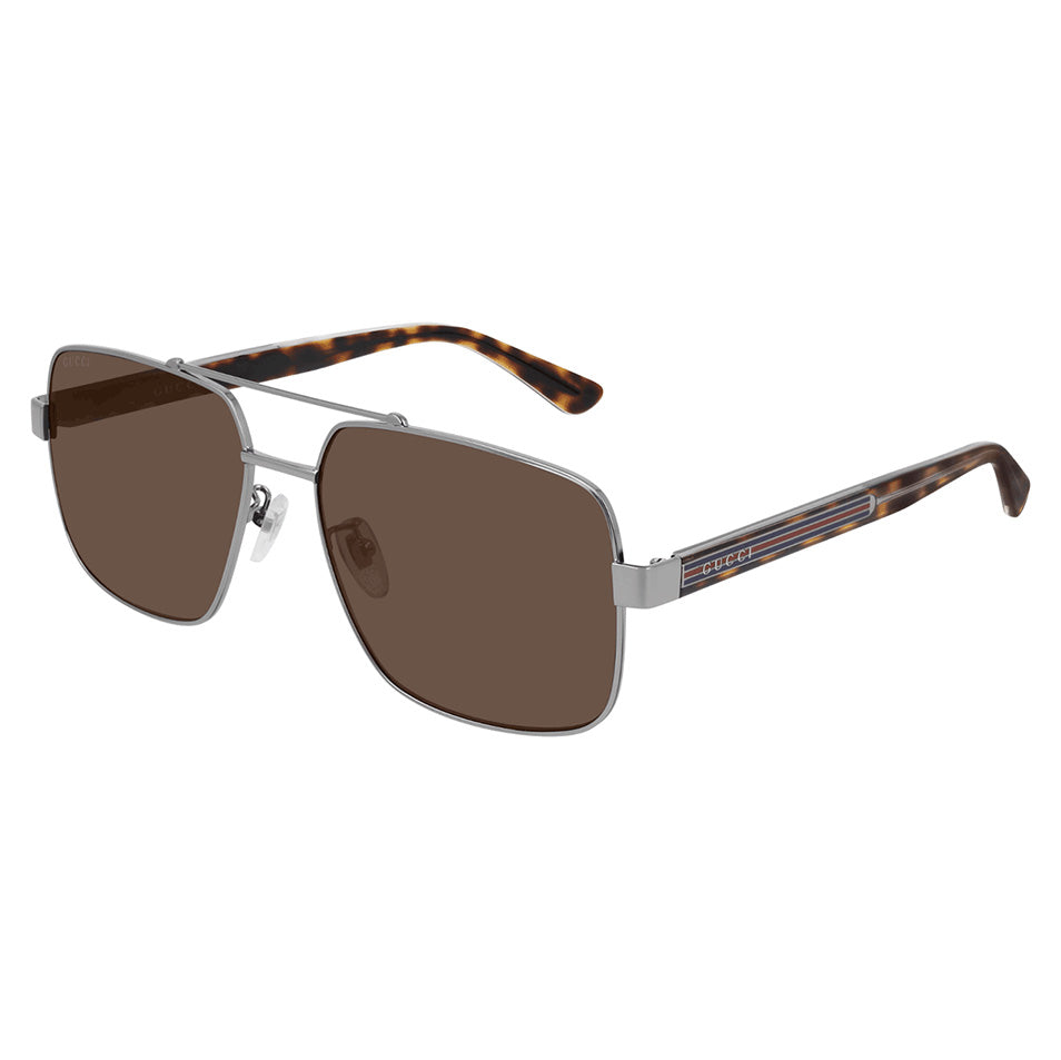 Gucci Men's Square Navigator Sunglasses Brown Lenses GG0529S