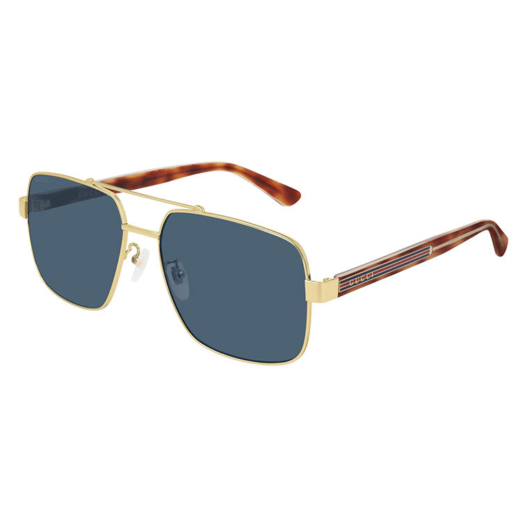 Gucci Men's Gold Square Navigator Sunglasses Grey Lenses GG0529S
