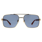 Gucci Men's Gold Square Navigator Sunglasses Grey Lenses GG0529S