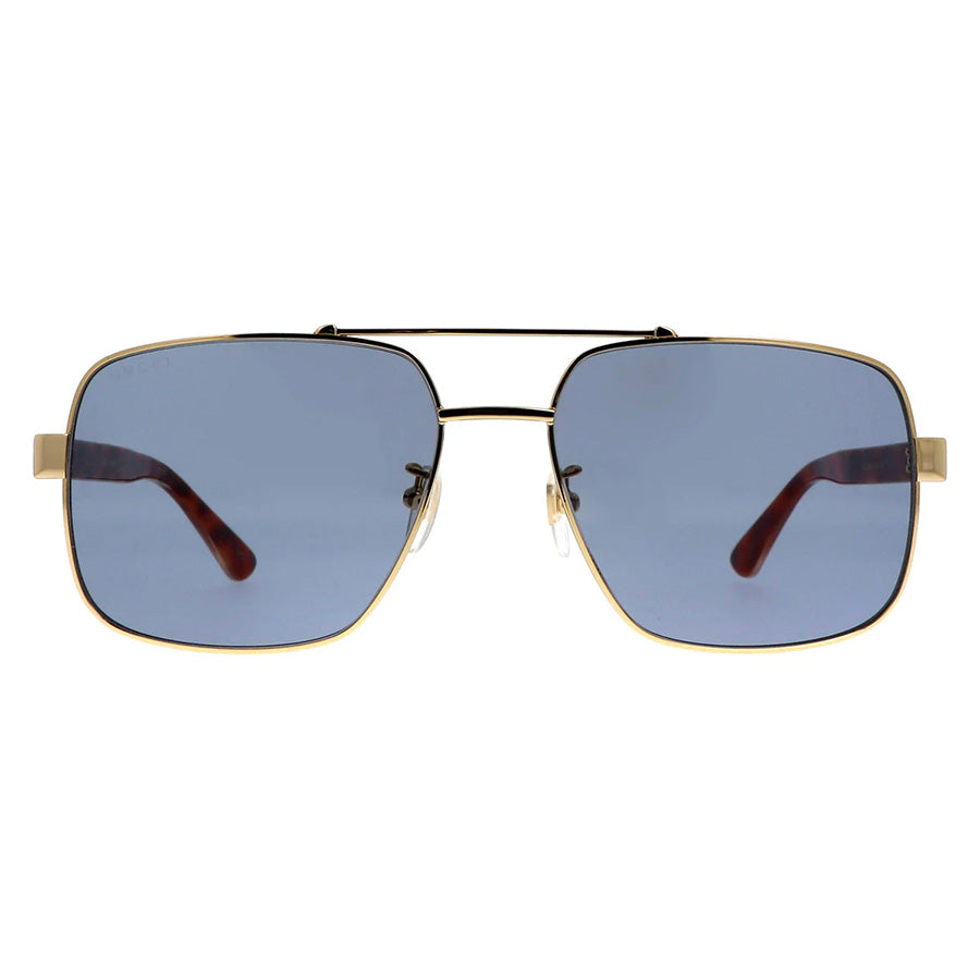 Gucci Men's Gold Square Navigator Sunglasses Grey Lenses GG0529S