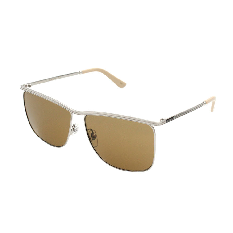 Gucci Men's Sunglasses Classic Square Silver Brown