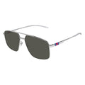 Gucci Men's Silver Navigator Sunglasses Grey Lenses GG1676S